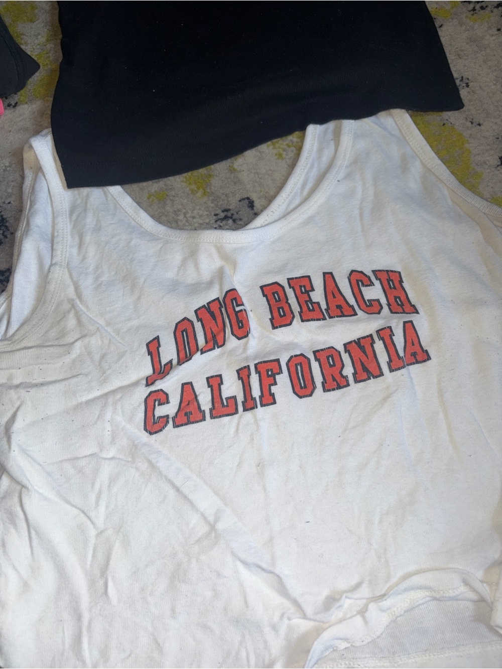 White 'Long Beach California' Graphic Tank Top